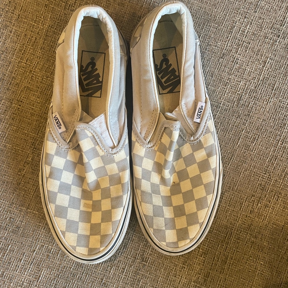Vans check slip ons w 7 m 5
